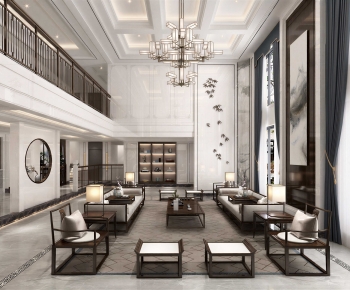 New Chinese Style A Living Room-ID:901489977