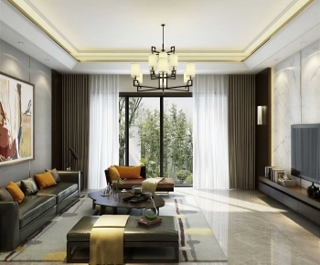 New Chinese Style A Living Room-ID:709464073