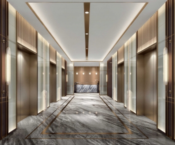 New Chinese Style Office Elevator Hall-ID:886419066
