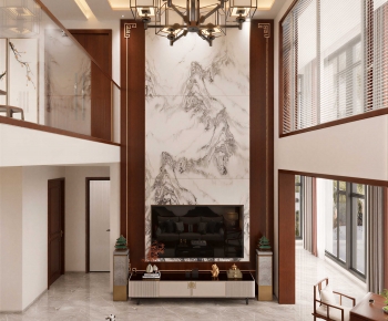 New Chinese Style A Living Room-ID:910298863