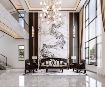 New Chinese Style A Living Room-ID:584995991