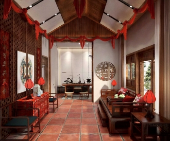 New Chinese Style A Living Room-ID:554409988