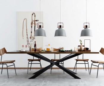 Industrial Style Dining Table And Chairs-ID:963967083