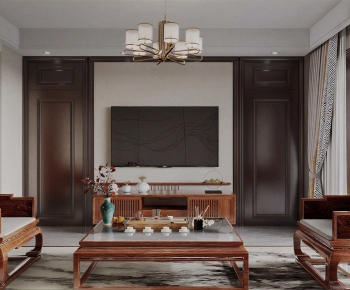 New Chinese Style A Living Room-ID:990603929