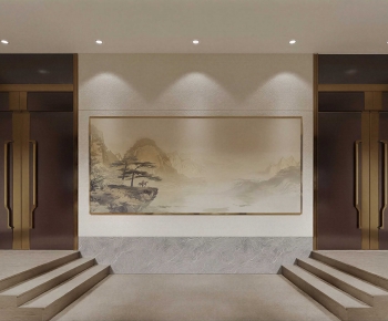 New Chinese Style Office Elevator Hall-ID:985028982