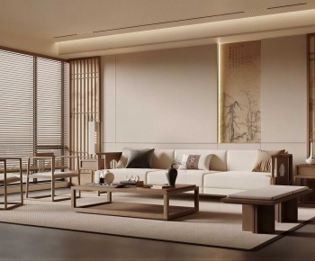 New Chinese Style A Living Room-ID:421360024