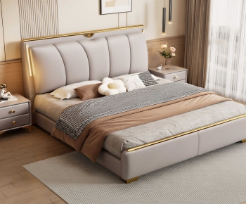 Modern Double Bed-ID:890084985