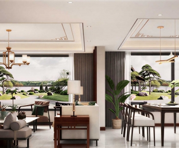 New Chinese Style A Living Room-ID:672753108