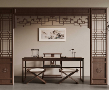 New Chinese Style Computer Desk And Chair-ID:925219152