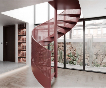 Industrial Style Rotating Staircase-ID:236561065