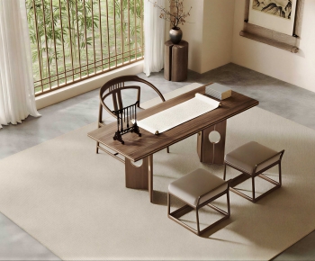 New Chinese Style Computer Desk And Chair-ID:678109885