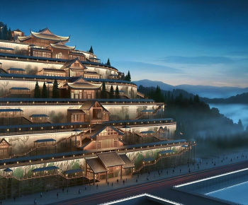 New Chinese Style Building Appearance-ID:745613109