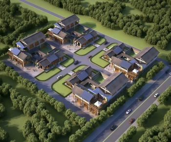 New Chinese Style Architectural Bird's-eye View Planning-ID:721075069