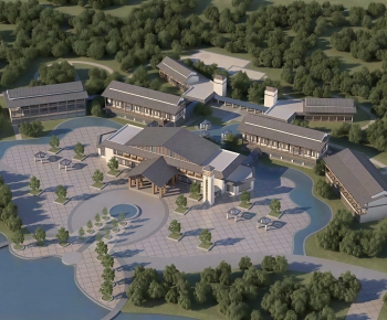 New Chinese Style Architectural Bird's-eye View Planning-ID:933126936