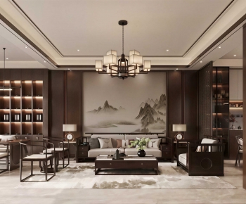 New Chinese Style A Living Room-ID:719875107