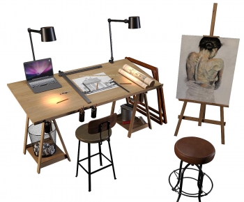 Modern Computer Desk And Chair-ID:765583048