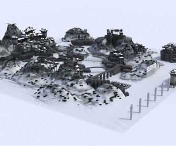 New Chinese Style Building Appearance-ID:889456037