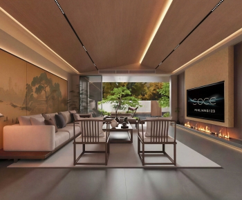 New Chinese Style A Living Room-ID:345571043