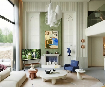 现代挑空别墅客厅-3112557