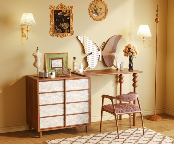 现代中古风梳妆台椅组合-3113231