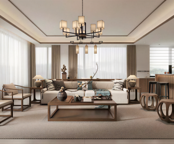New Chinese Style A Living Room-ID:891665945