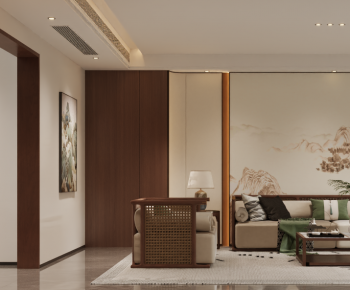 New Chinese Style A Living Room-ID:955413103