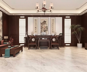 New Chinese Style A Living Room-ID:746829998