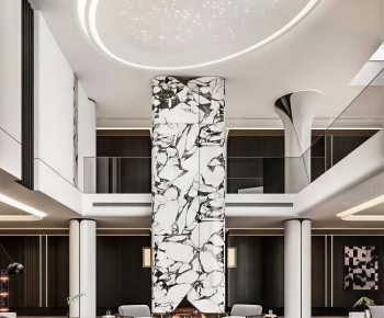 现代挑空别墅客厅-3114715