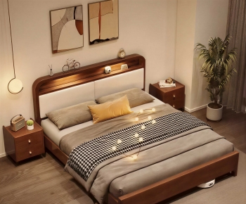 Wabi-sabi Style Double Bed-ID:467343098