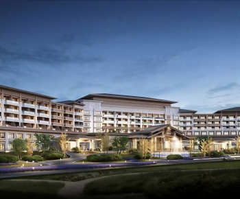 New Chinese Style Building Appearance-ID:642510896