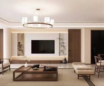 New Chinese Style A Living Room-ID:457749423