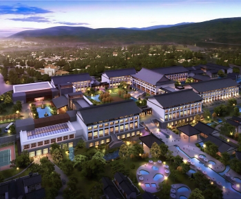 New Chinese Style Architectural Bird's-eye View Planning-ID:361597061