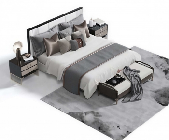 New Chinese Style Double Bed-ID:617997888