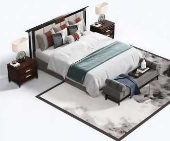 New Chinese Style Double Bed-ID:251043087