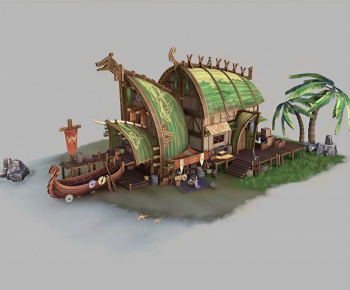 Modern Cartoon House-ID:615499975