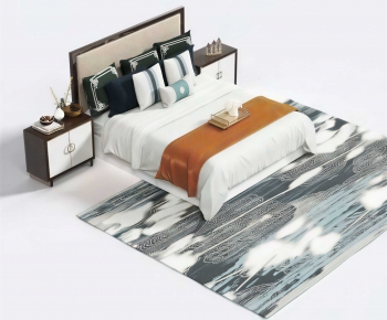 New Chinese Style Double Bed-ID:876085046