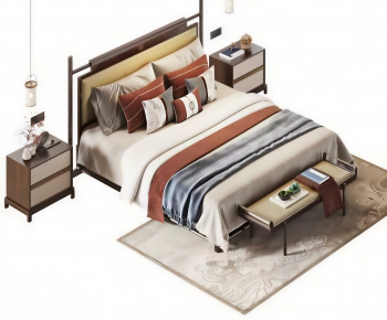New Chinese Style Double Bed-ID:336079698