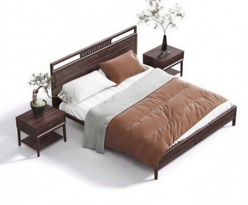 New Chinese Style Double Bed-ID:594708924