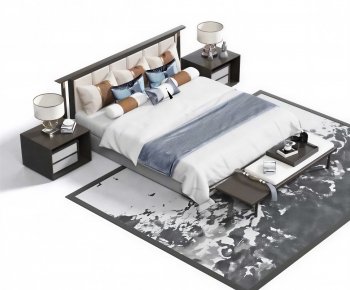 New Chinese Style Double Bed-ID:640985011
