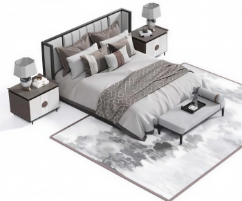 New Chinese Style Double Bed-ID:513336907
