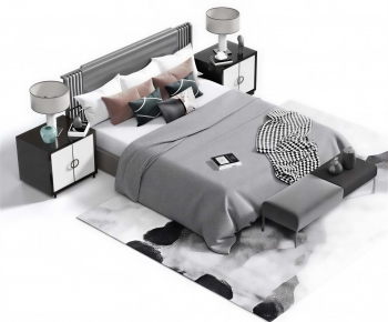 New Chinese Style Double Bed-ID:627846963