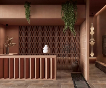 Wabi-sabi Style Office Reception Desk-ID:487047917