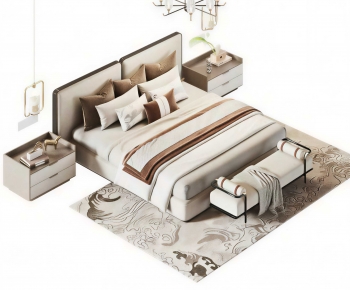 New Chinese Style Double Bed-ID:701457021