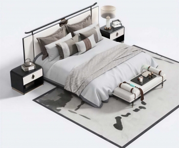 New Chinese Style Double Bed-ID:607537036