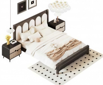 Modern Double Bed-ID:843575005