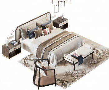 New Chinese Style Double Bed-ID:216878892