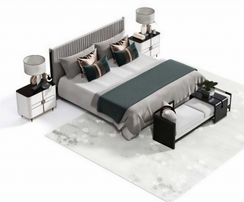 New Chinese Style Double Bed-ID:702856064