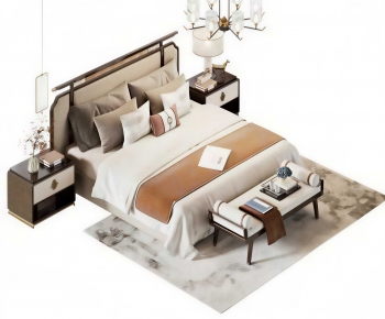 New Chinese Style Double Bed-ID:703797109