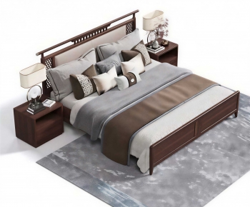 New Chinese Style Double Bed-ID:900645972