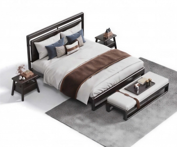 New Chinese Style Double Bed-ID:235860111